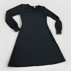 IBEX Dress 100% Zque Merino Wool Jersey Knit Black Lightweight Shift Size Small